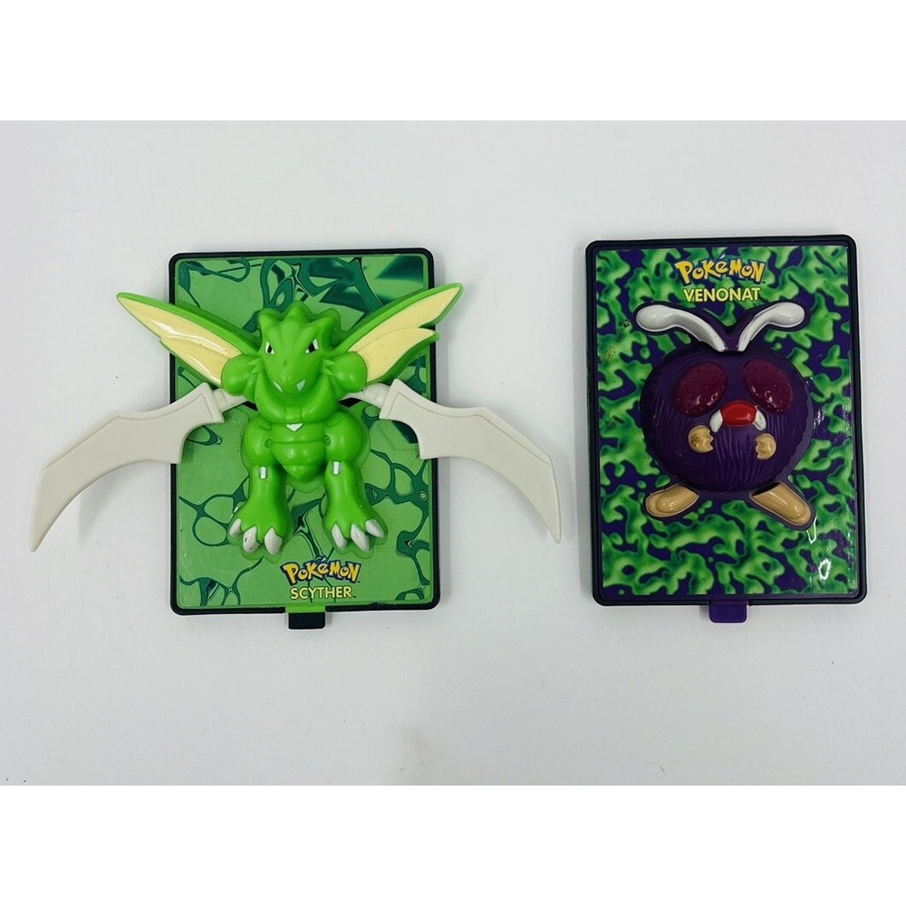 Vintage Pokemon 2000 The Movie Scyther and Venonat Toy Cards Burger King